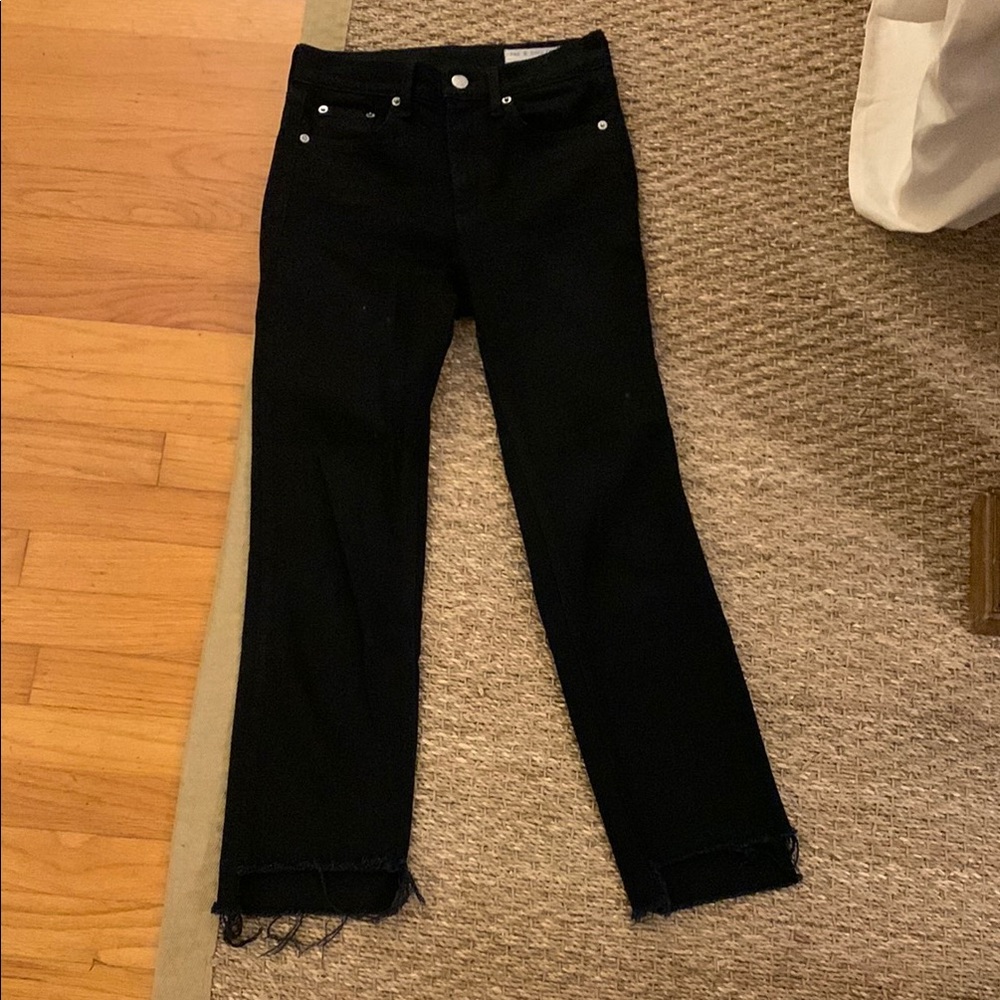 Women’s rag & bone stovepipe jean in black denim.